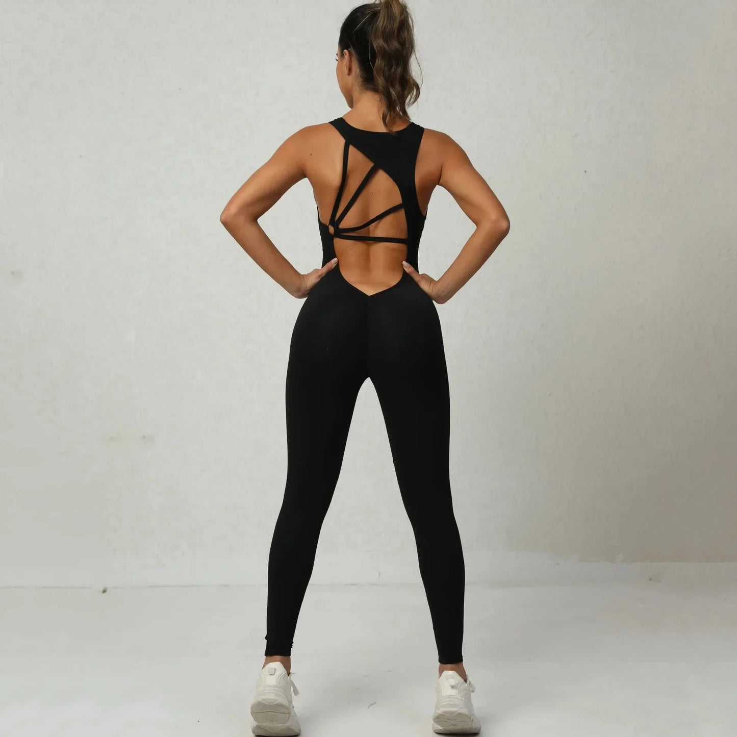 Macacão fitness sem costura – peça única para treino.