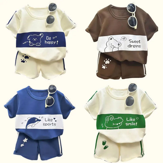 Conjunto infantil masculino: blusa e short para o verão