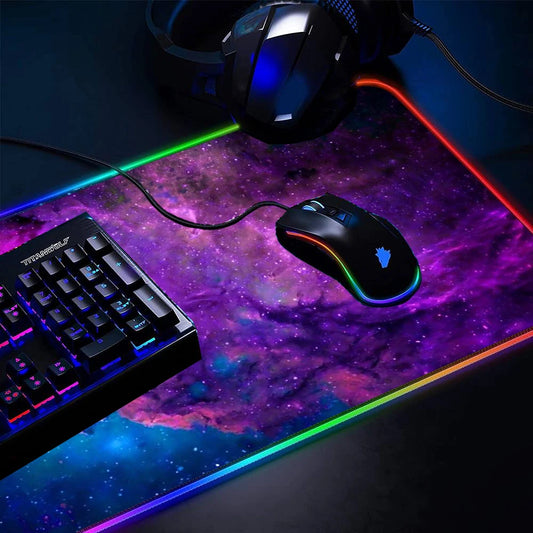 Mousepad LED Starfield 120x60cm, RGB, para mouse e teclado.