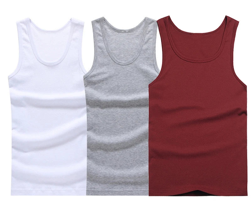 Kit 3 Regatas Masculinas 100% Algodão para Academia