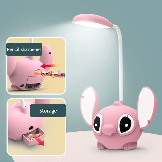 Luminária LED Lilo & Stitch com apontador, luz noturna dobrável e recarregável USB