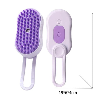Escova Recarregável para Pets: Pente de Massagem e Limpeza a Vapor para Pelo Longo!