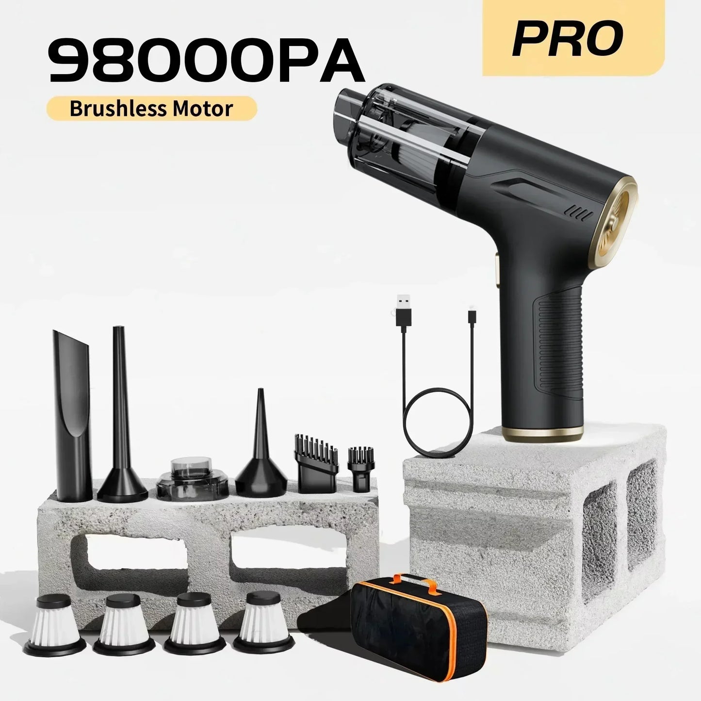 Mini Aspirador de Mão CENRR 98000PA – Potente e Sem Fio!