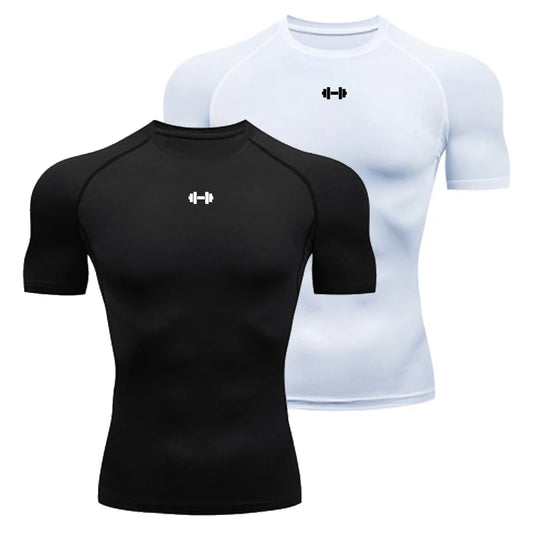 Camiseta de Compressão Masculina para Verão, Corrida e Treino