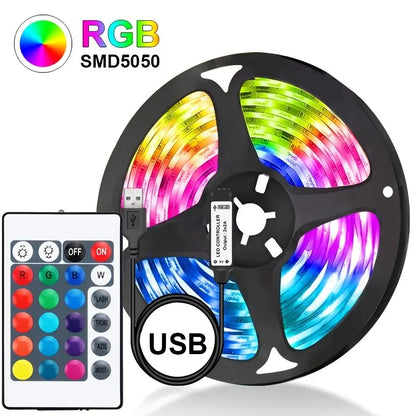 Fita de Luz LED USB 5M RGB com Controle Remoto de 24 Teclas!