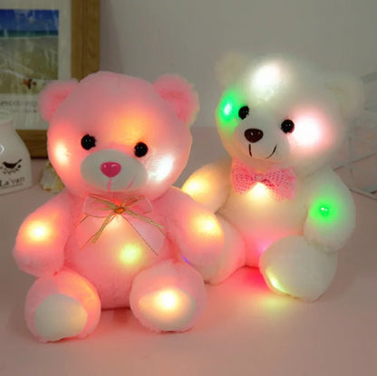 Urso de Pelúcia LED 22cm Rosa Brilhante – Presente de Natal para Crianças!