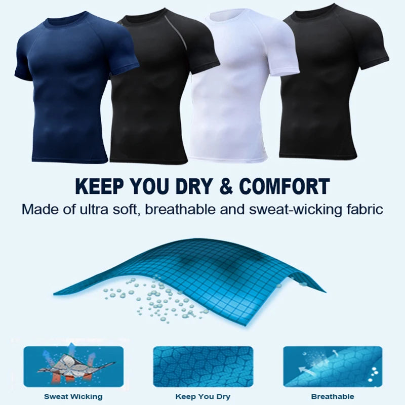 Camiseta de compressão masculina – treino e secagem rápida.